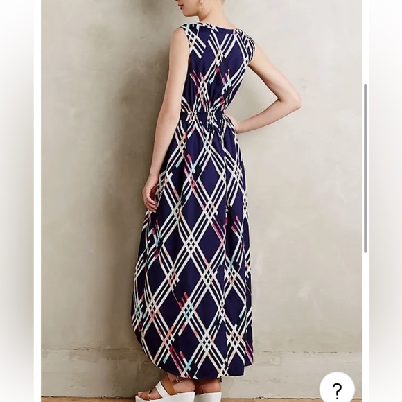 Anthropologie Maeve Blue/Pink Plaid Sleeveless High Low Dress - Picture 2 of 10